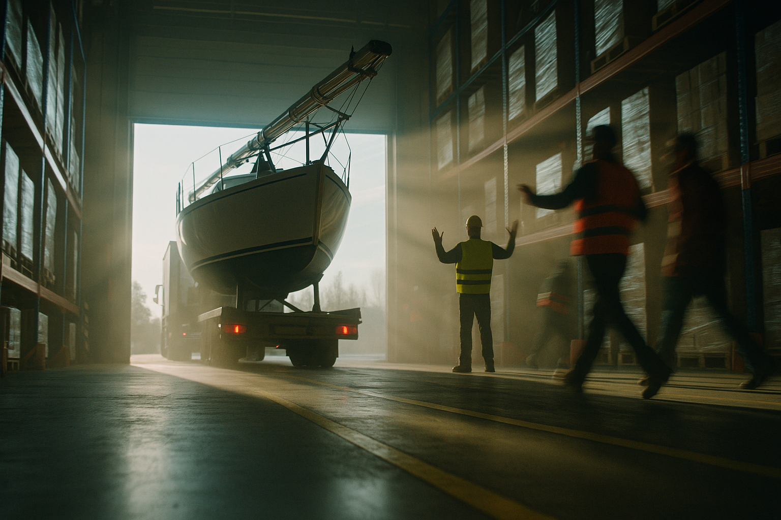 Widok operatorów przyjmujących sprzęt rekreacyjny do magazynu